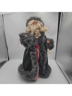 KMart Old World Santa Tree Topper 19" - In Robe Holding Bell & Gift